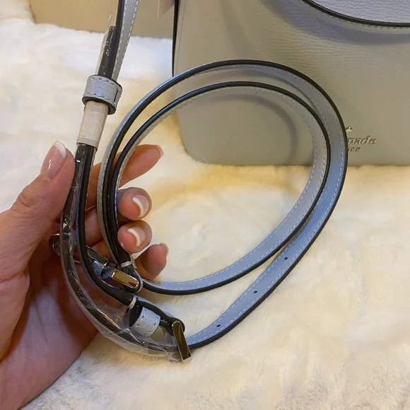 NWT! Kate Spade Small Bucket Refined Grain I Ocean Fog - Picture 7 of 9